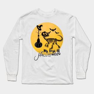 "My Days of Halloween" Dino Skeleton design Long Sleeve T-Shirt